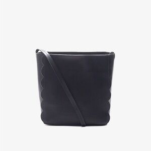 Clare V Ines Black Leather Scallop Scalloped Crossbody Bag